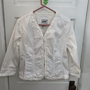 Live a little white denim jacket